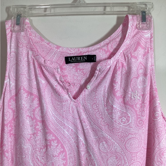 Lauren Ralph Lauren Black Label L Pink Paisley Nightgown Sleep Shirt Cotton - Picture 5 of 11